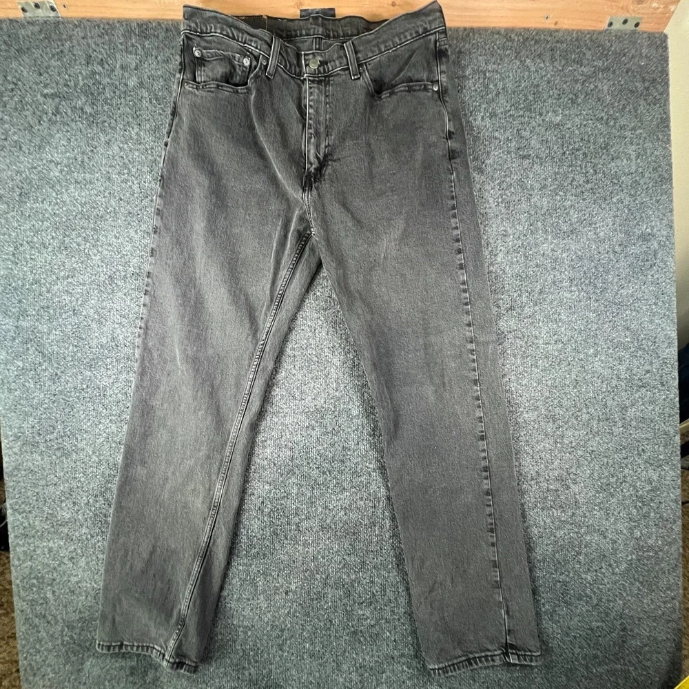 Levi's 505 Jeans Men 36x31.5 Gray Denim Cotton Mid Rise Regular Fit Straight Leg